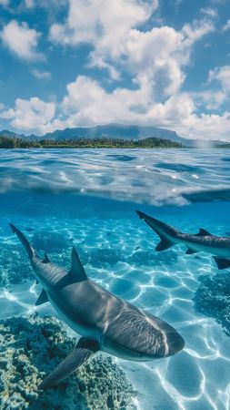 French Polynesia wallpaper, ocean adventure, booking trips, background for mobile wallpaper (vertical)