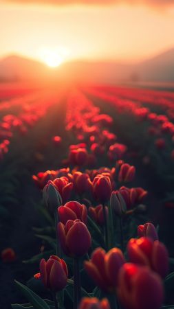 Skagit Valley wallpaper, sunset, flowers, background for mobile wallpaper (vertical)