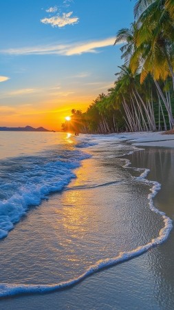 Thailand wallpaper, travel, palms, background for mobile wallpaper (vertical)