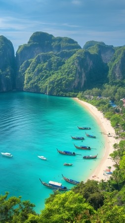 Thailand wallpaper, travel, boat, background for mobile wallpaper (vertical)
