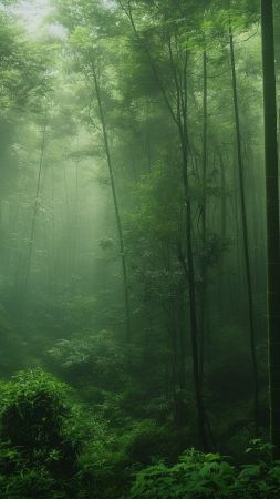Forest wallpaper, green, lush, background for mobile wallpaper (vertical)