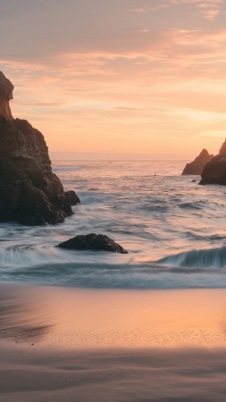 Pfeiffer Beach wallpaper, Big Sur, tourism, background for mobile wallpaper (vertical)