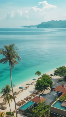 Thailand wallpaper, resort, seaside, background for mobile wallpaper (vertical)