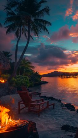 Bora Bora wallpaper, tropical paradise, ocean view, background for mobile wallpaper (vertical)