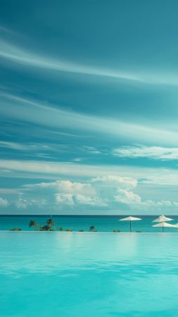 Bahamas wallpaper, beach, pool, background for mobile wallpaper (vertical)