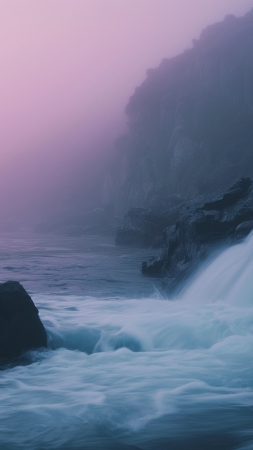 Waterfall wallpaper, tourism, stones, background for mobile wallpaper (vertical)