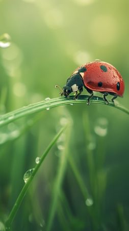 ladybug wallpaper, wildlife, insects, background for mobile wallpaper (vertical)