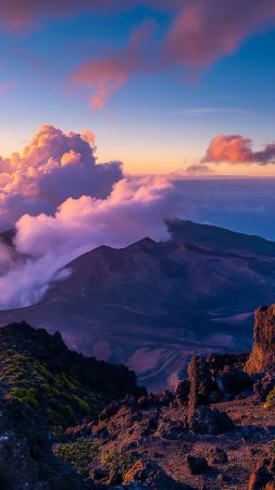 Haleakala wallpaper, sunrise, volcano, background for mobile wallpaper (vertical)