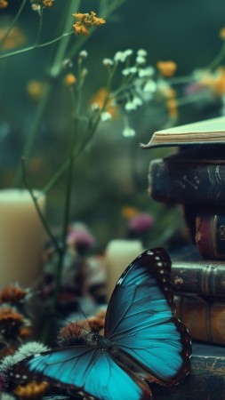 butterfly wallpaper, magic, enchantment, background for mobile wallpaper (vertical)