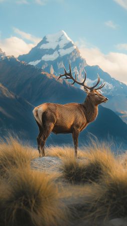 deer wallpaper, New Zealand, nature, background for mobile wallpaper (vertical)