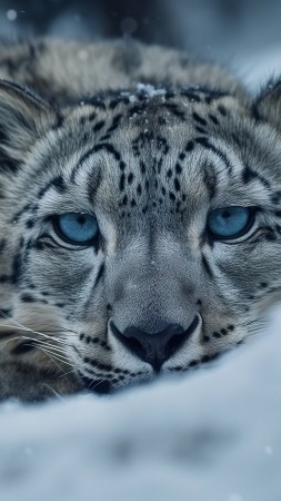 Snow Leopard wallpaper, Himalayan region, wildlife photography, background for mobile wallpaper (vertical)