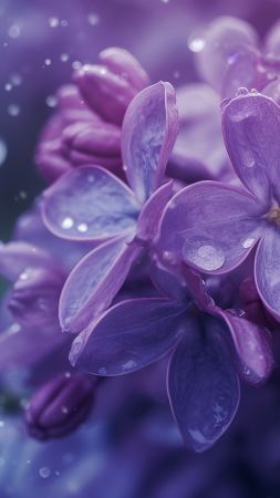 Lilac wallpaper, drops, wallpaper, background for mobile wallpaper (vertical)