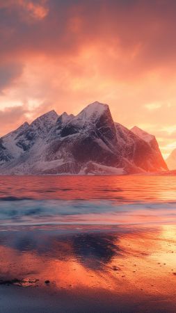 Norway wallpaper, ocean, rocks, background for mobile wallpaper (vertical)