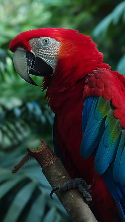 parrot wallpaper, tropical, exotic, background for mobile wallpaper (vertical)