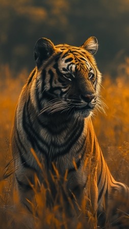 Bengal Tiger wallpaper, fierce, hunting, background for mobile wallpaper (vertical)