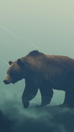 brown bear wallpaper, step, walk, background for mobile wallpaper (vertical)