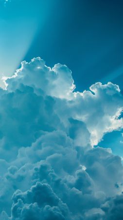 clouds wallpaper, silver lining, scenic view, background for mobile wallpaper (vertical)