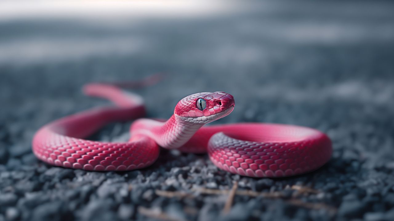 snake wallpaper, pink serpent, asphalt, background for desktop wallpaper (horizontal)