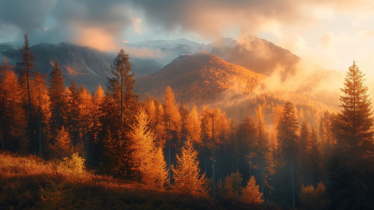 autumn wallpaper, trees, mount, background for desktop wallpaper (horizontal)