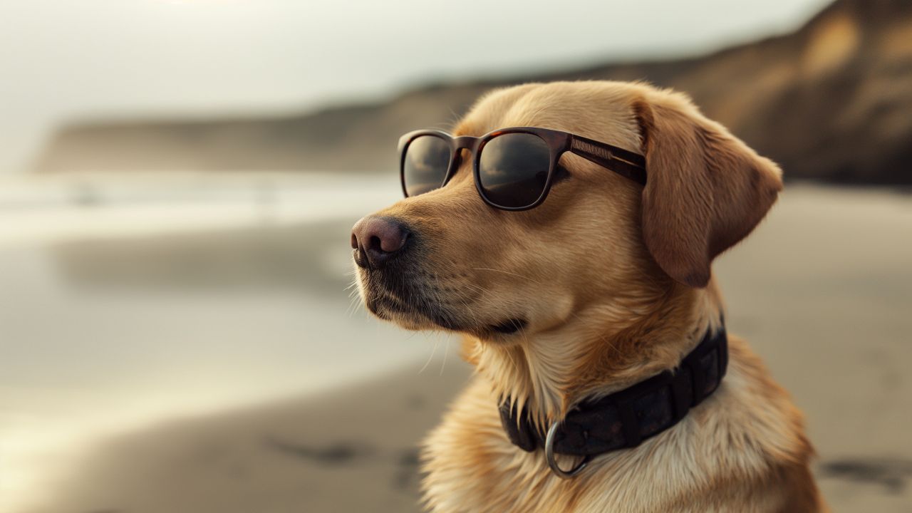 Dog wallpaper, beach, resort, background for desktop wallpaper (horizontal)