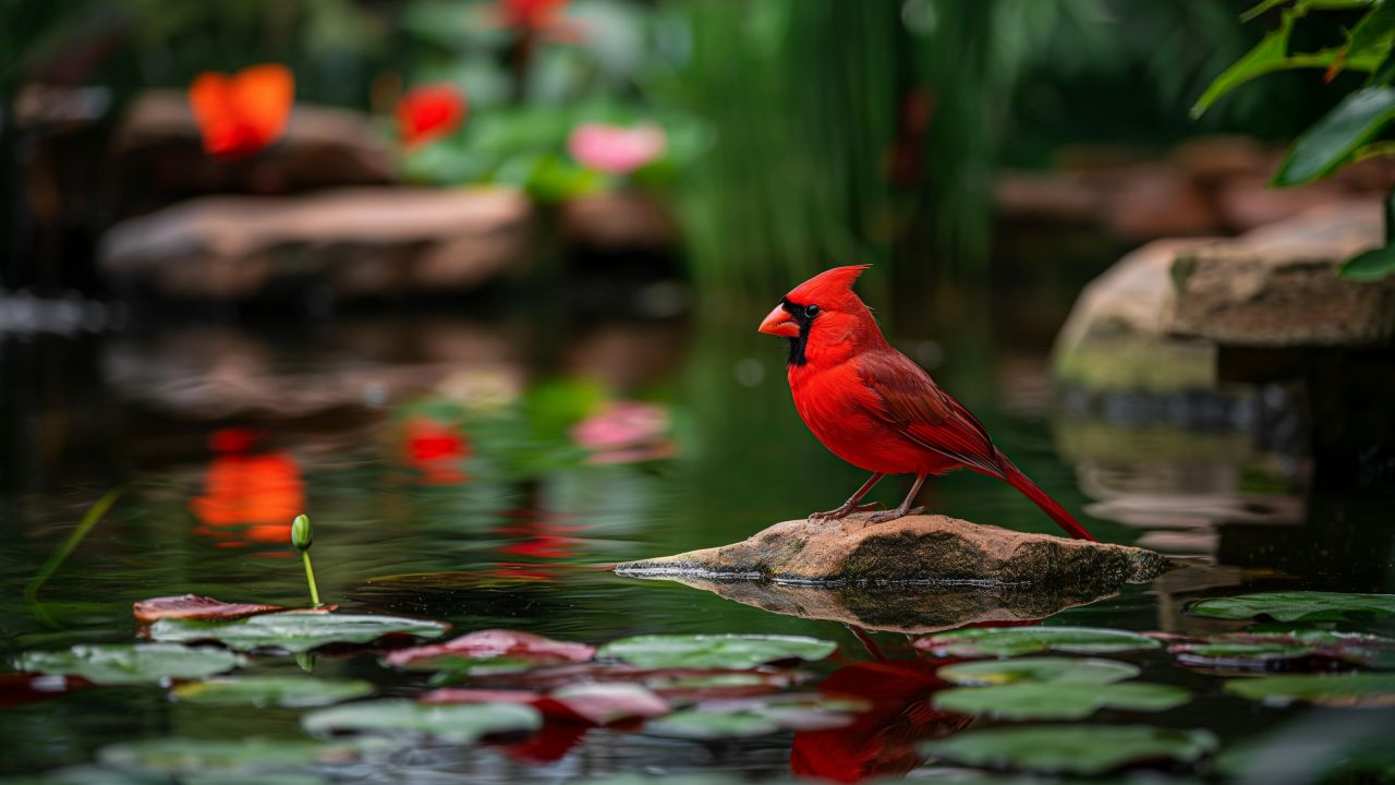 Red Bird wallpaper, animal, zoo, background for desktop wallpaper (horizontal)