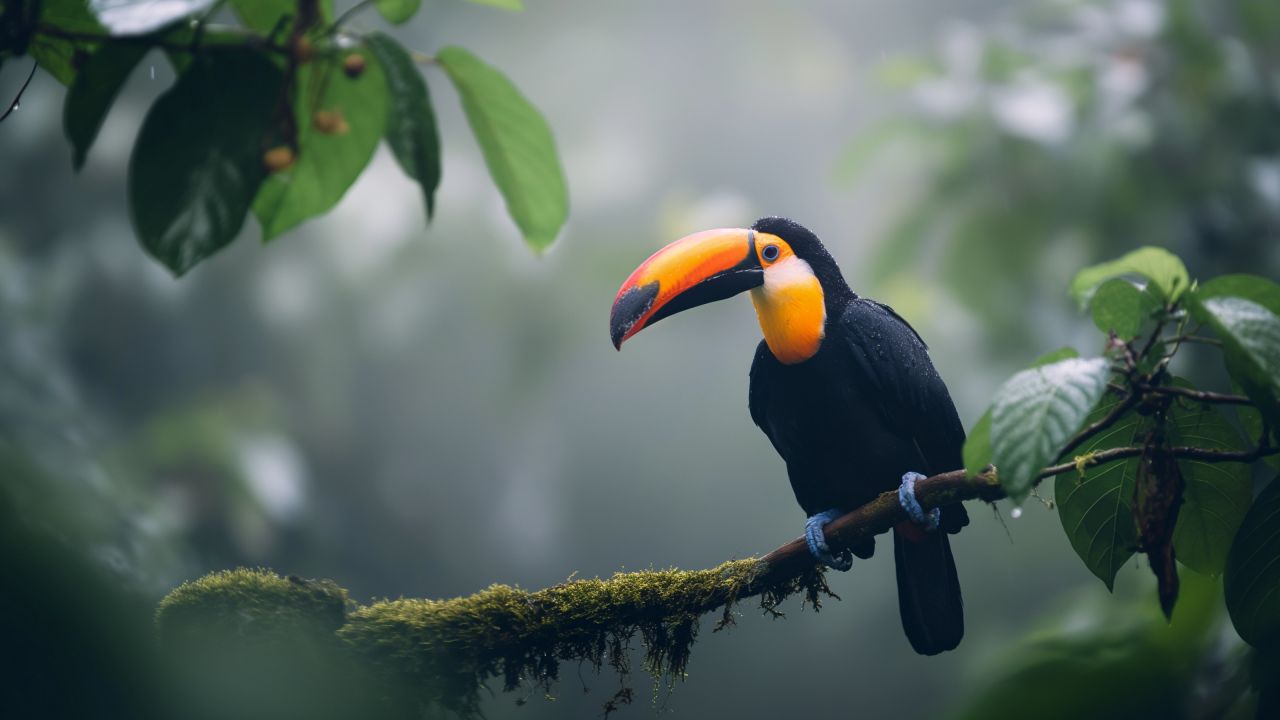 Toucan wallpaper, exotic wildlife, 4k resolution, background for desktop wallpaper (horizontal)