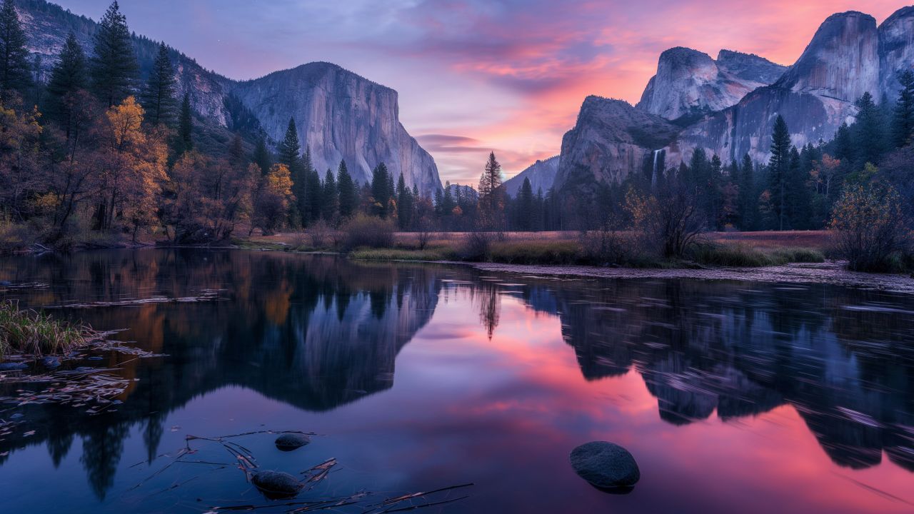 El Capitan wallpaper, sunset, mountains, background for desktop wallpaper (horizontal)