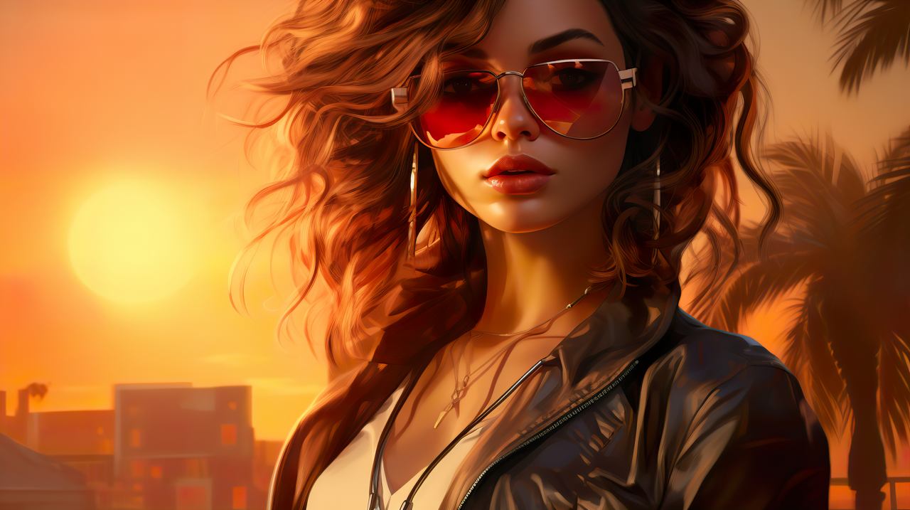 stunning girl wallpaper, digital illustration, gaming visuals, background for desktop wallpaper (horizontal)