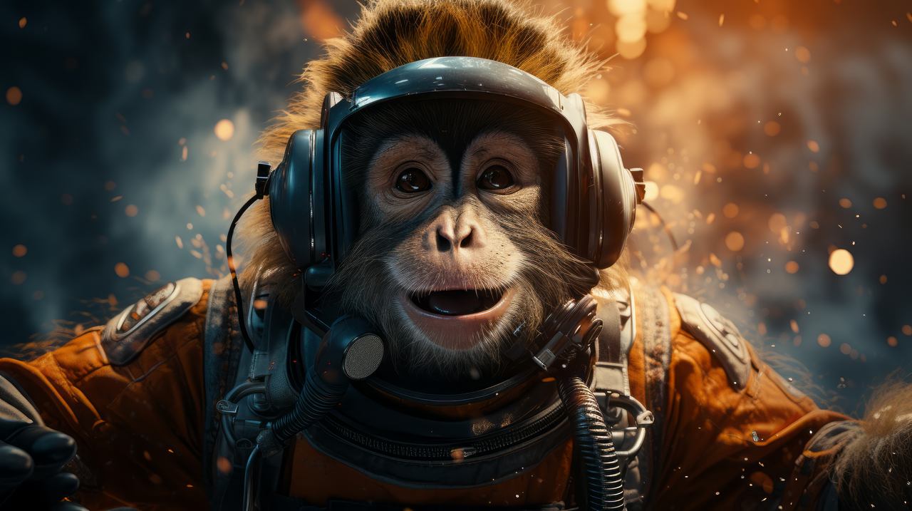 monkey wallpaper, 4k resolution, cosmic, background for desktop wallpaper (horizontal)
