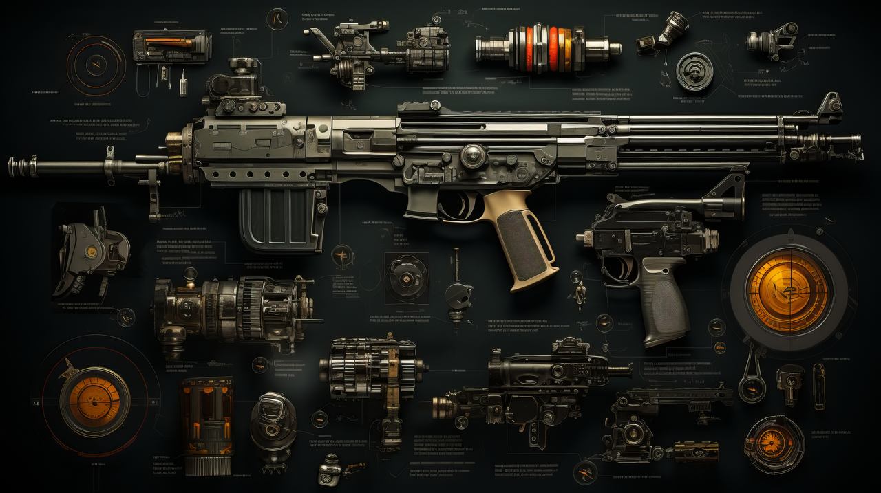 rifles wallpaper, weapon display, long guns, background for desktop wallpaper (horizontal)