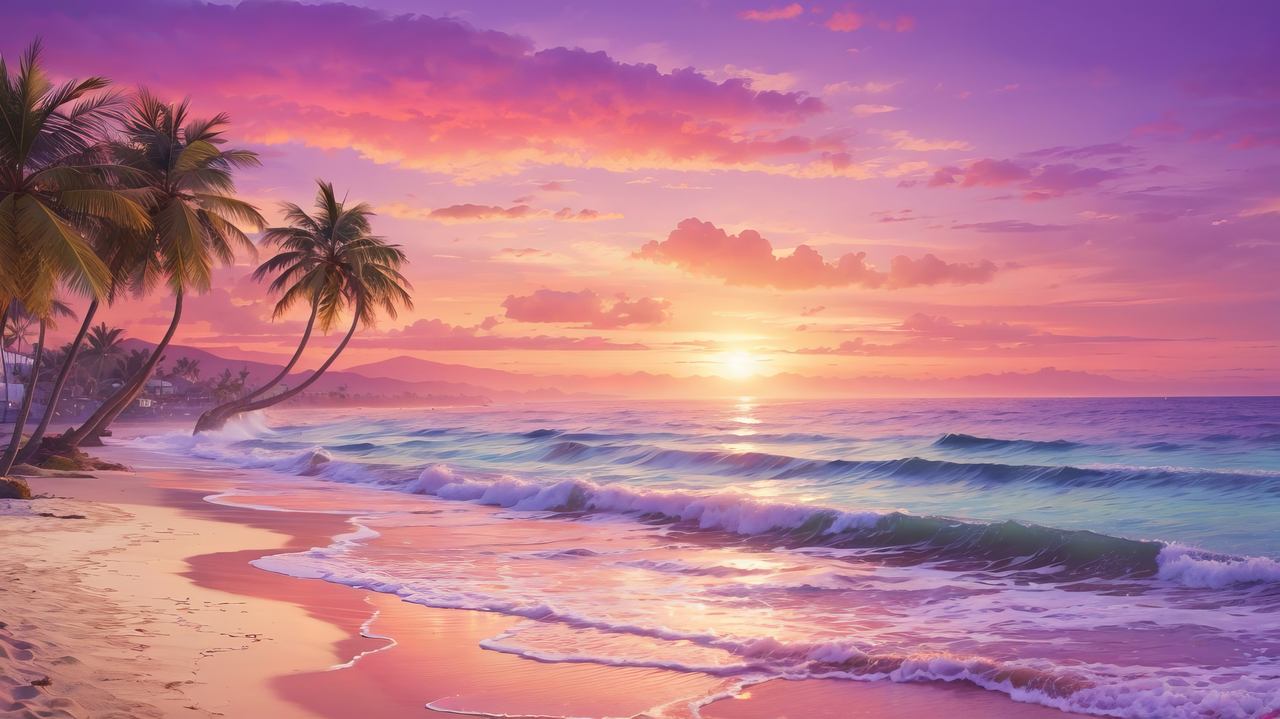 beach wallpaper, ocean, twilight, background for desktop wallpaper (horizontal)