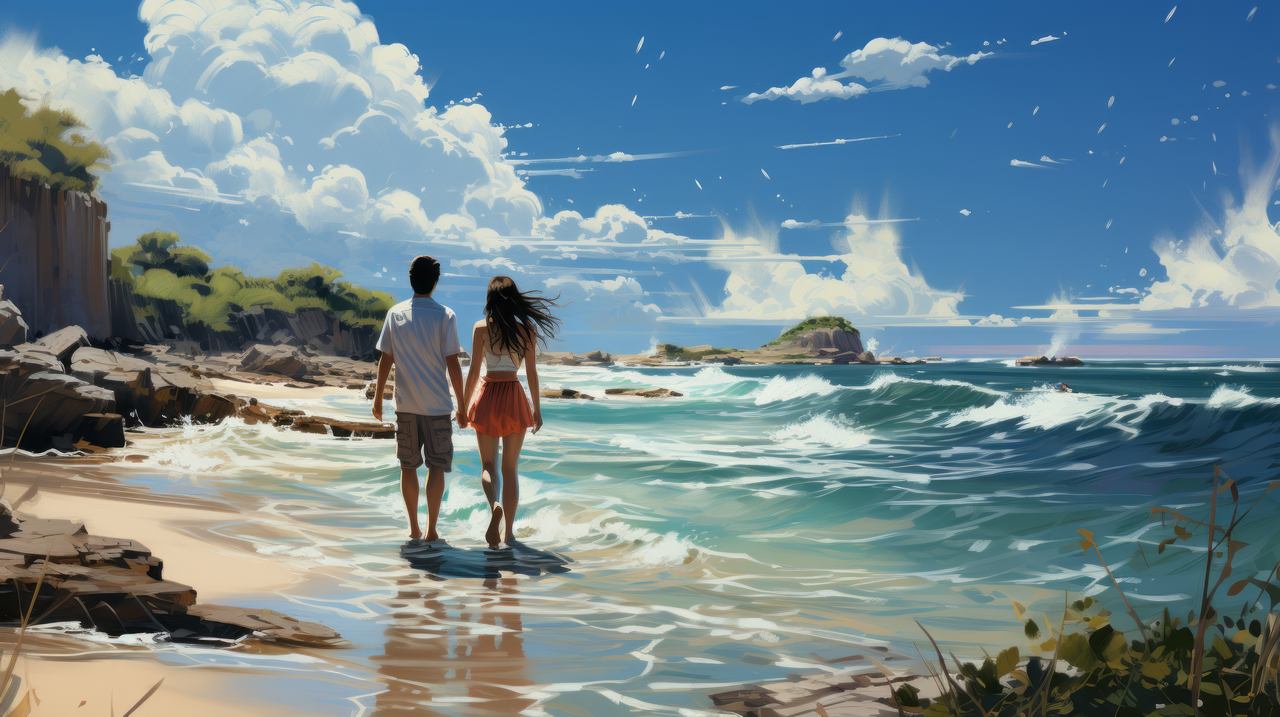 beach wallpaper, ocean, romance, background for desktop wallpaper (horizontal)
