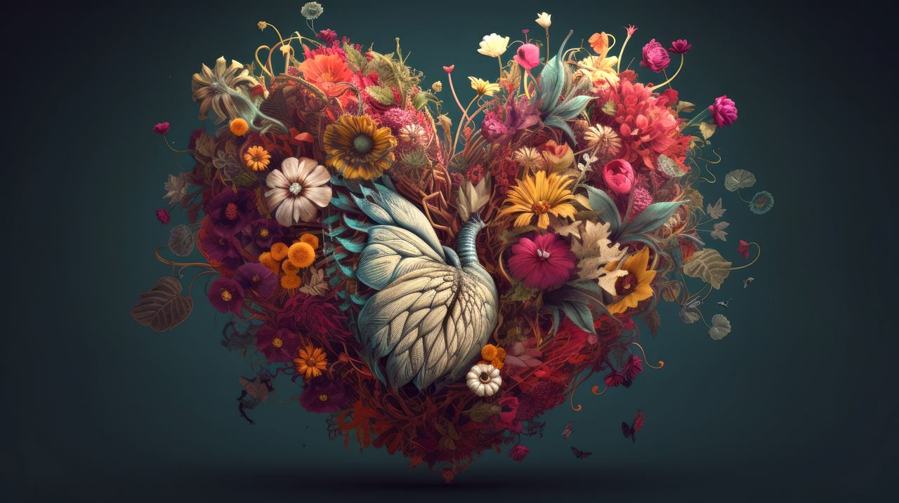 heart wallpaper, romance, floral, background for desktop wallpaper (horizontal)