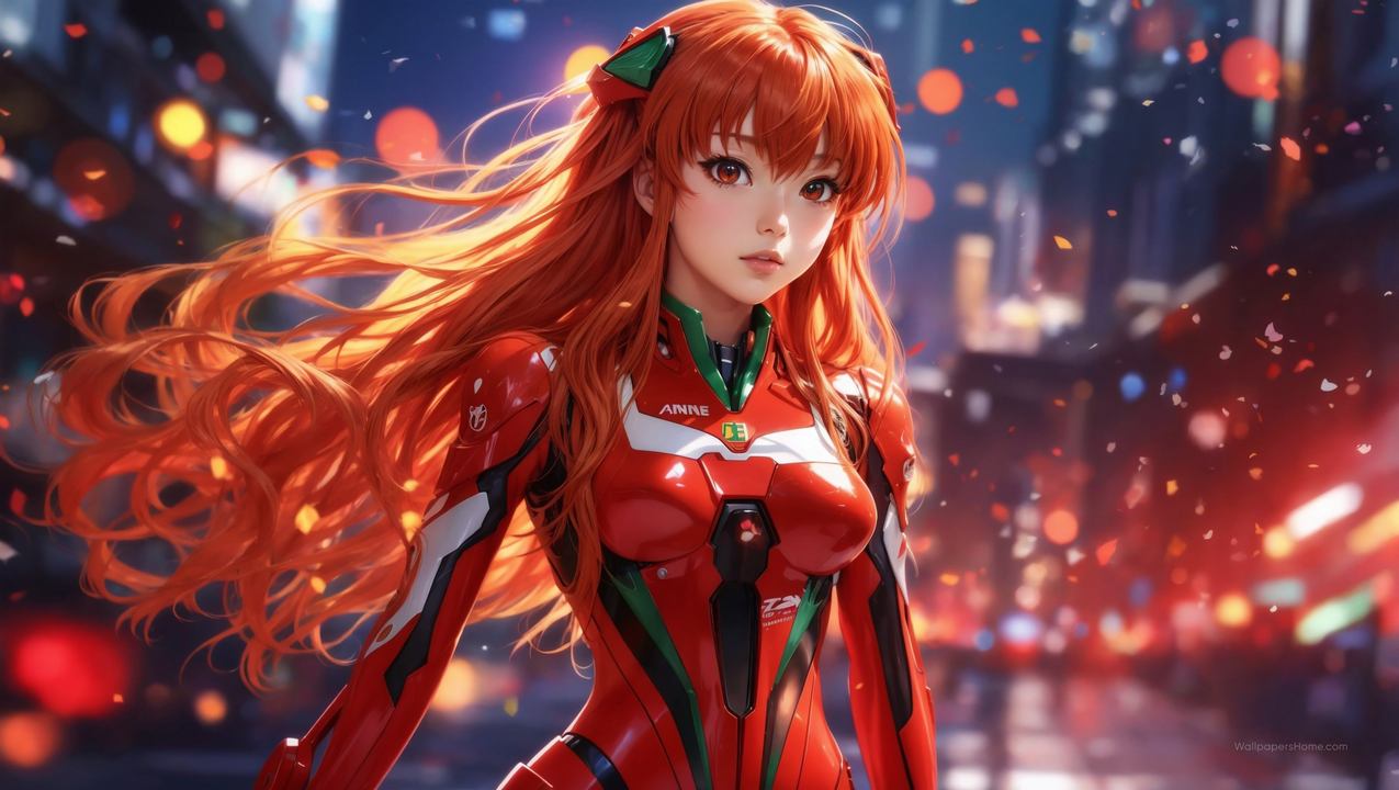 anime girl wallpaper, red-haired character, sci-fi anime, background for desktop wallpaper (horizontal)