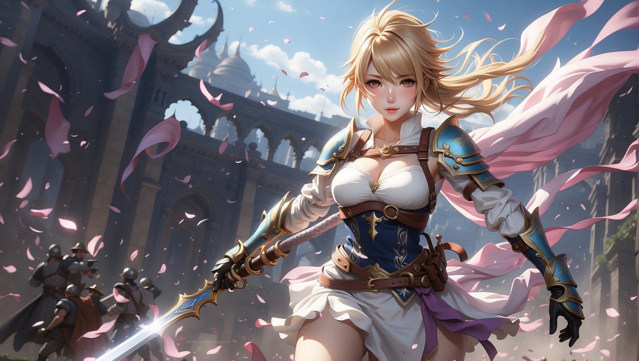 anime girl wallpaper, fantasy character, princess illustration, background for desktop wallpaper (horizontal)