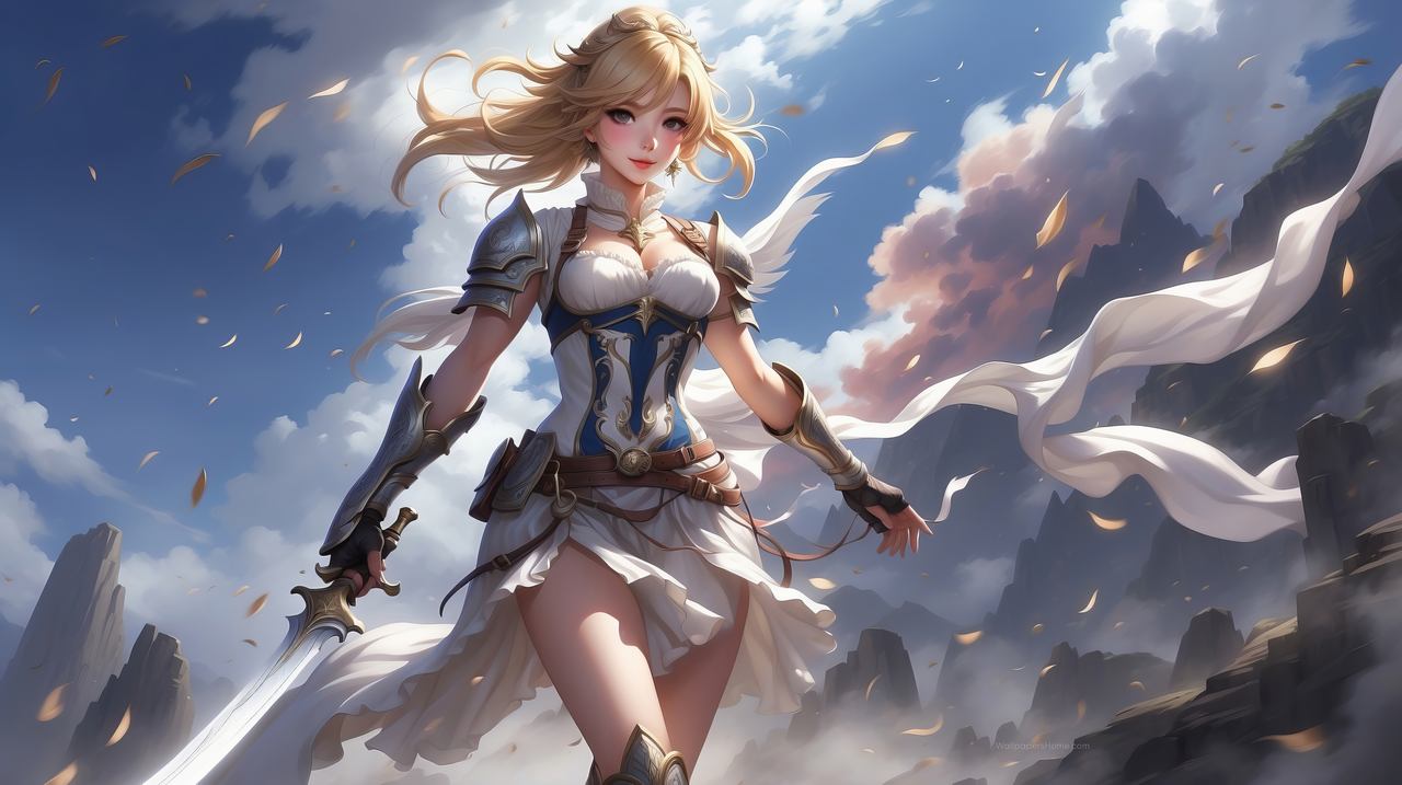 anime girl wallpaper, fantasy princess, digital art, background for desktop wallpaper (horizontal)