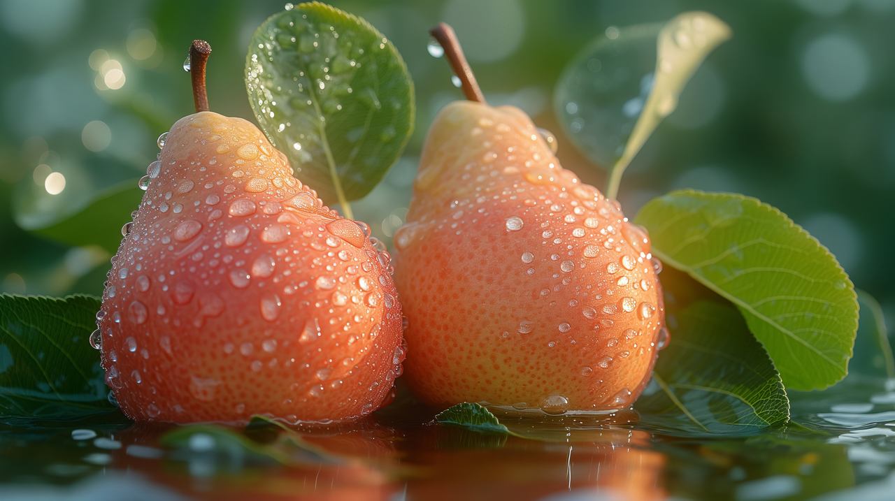 pear wallpaper, rain, nature, background for desktop wallpaper (horizontal)
