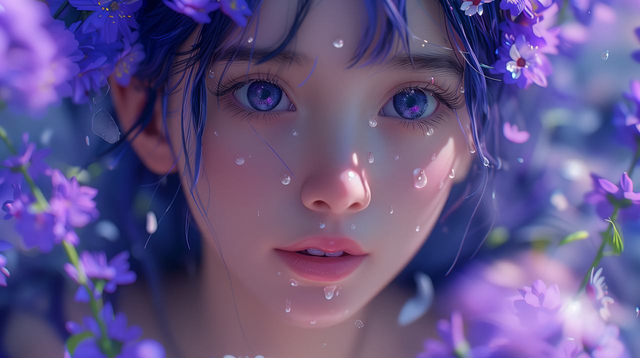 anime girl wallpaper, purple hair, vibrant colors, background for desktop wallpaper (horizontal)