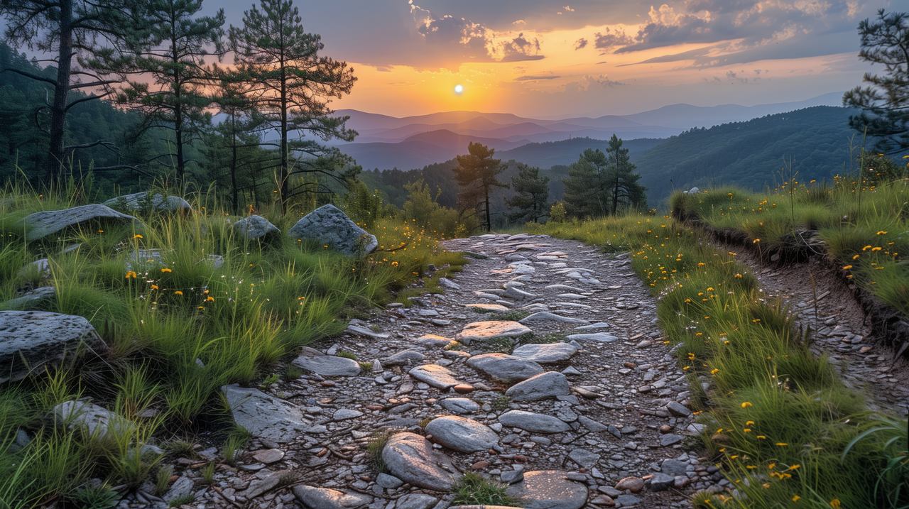 forest wallpaper, sunset, nature, background for desktop wallpaper (horizontal)