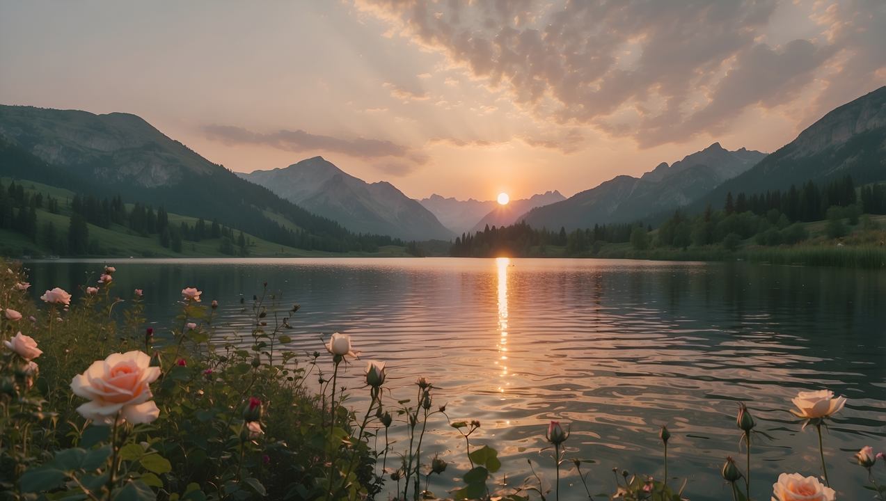 lake wallpaper, mountain peaks, reflection, background for desktop wallpaper (horizontal)