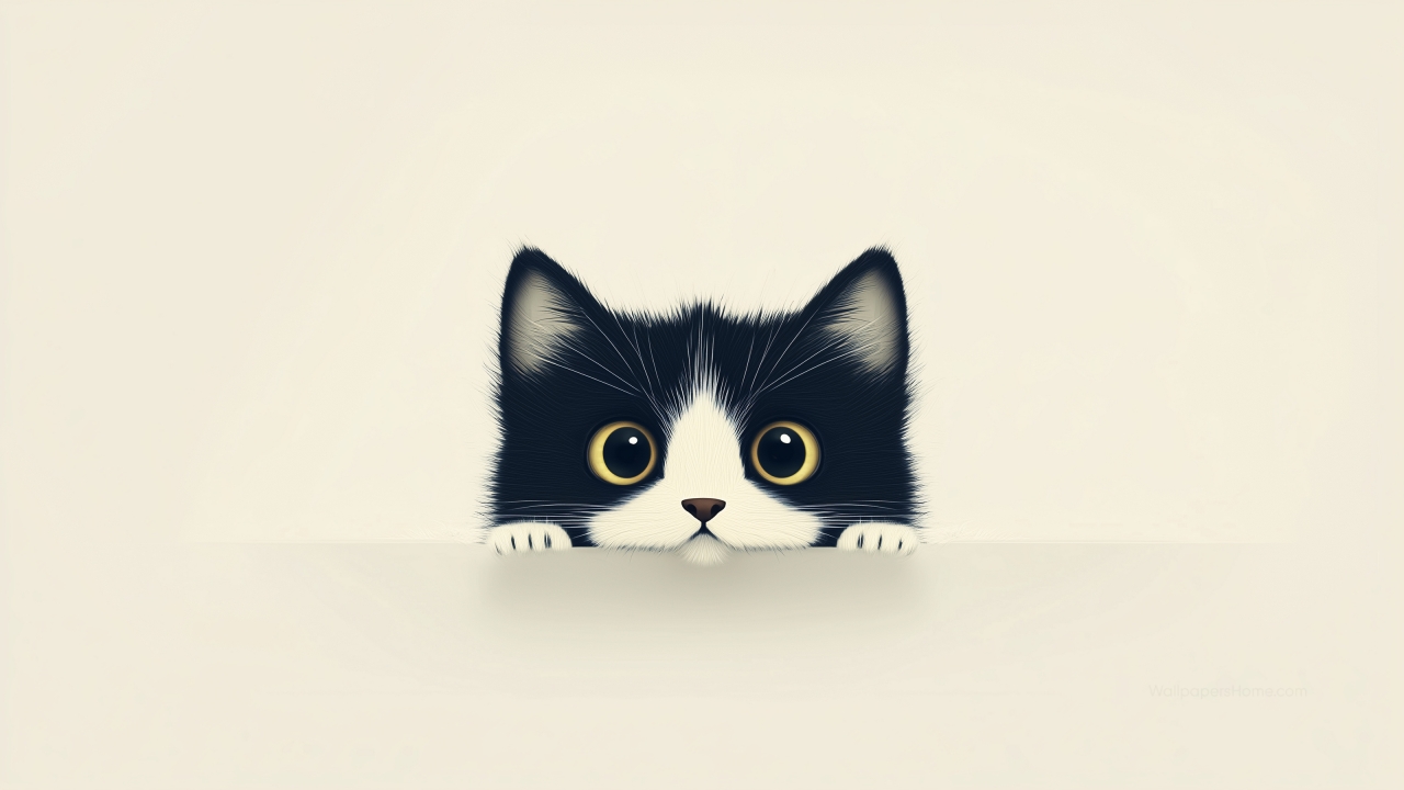 kitten wallpaper, cute, solid color background, background for desktop wallpaper (horizontal)