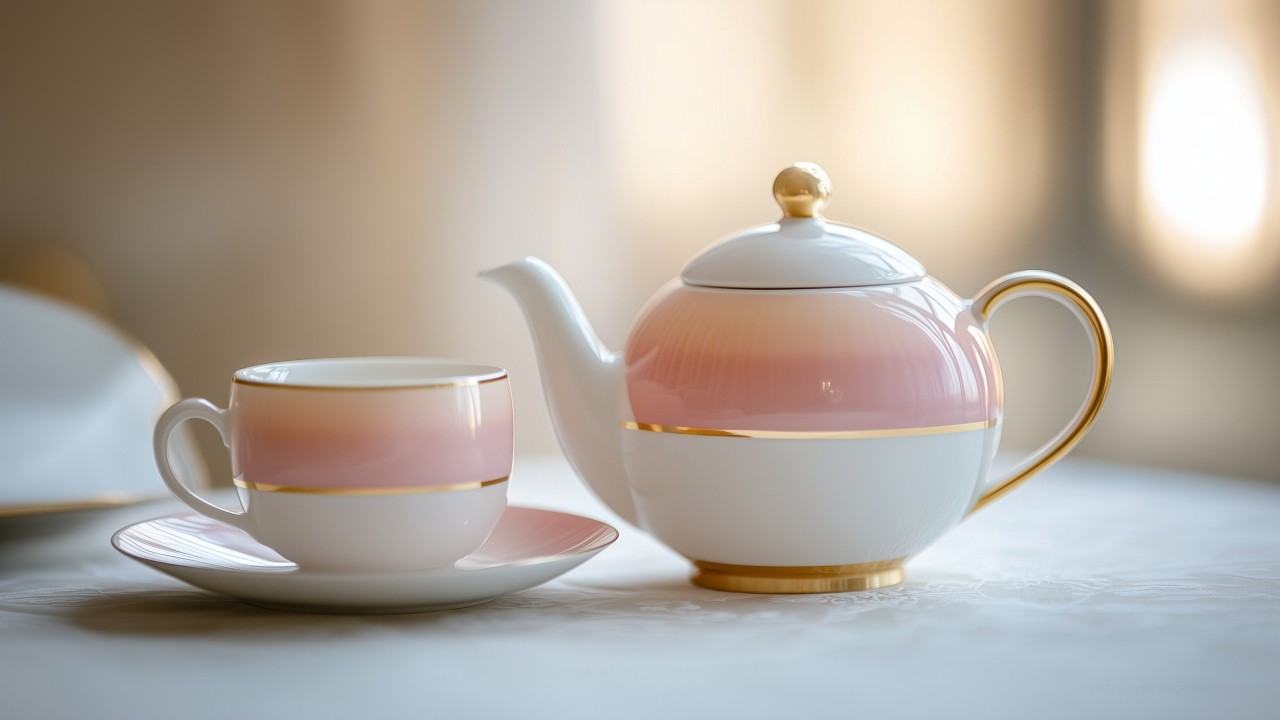 teapot wallpaper, serene art, artistic craftsmanship, background for desktop wallpaper (horizontal)