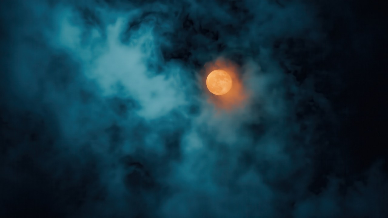 Halloween night wallpaper, full moon, dark, background for desktop wallpaper (horizontal)