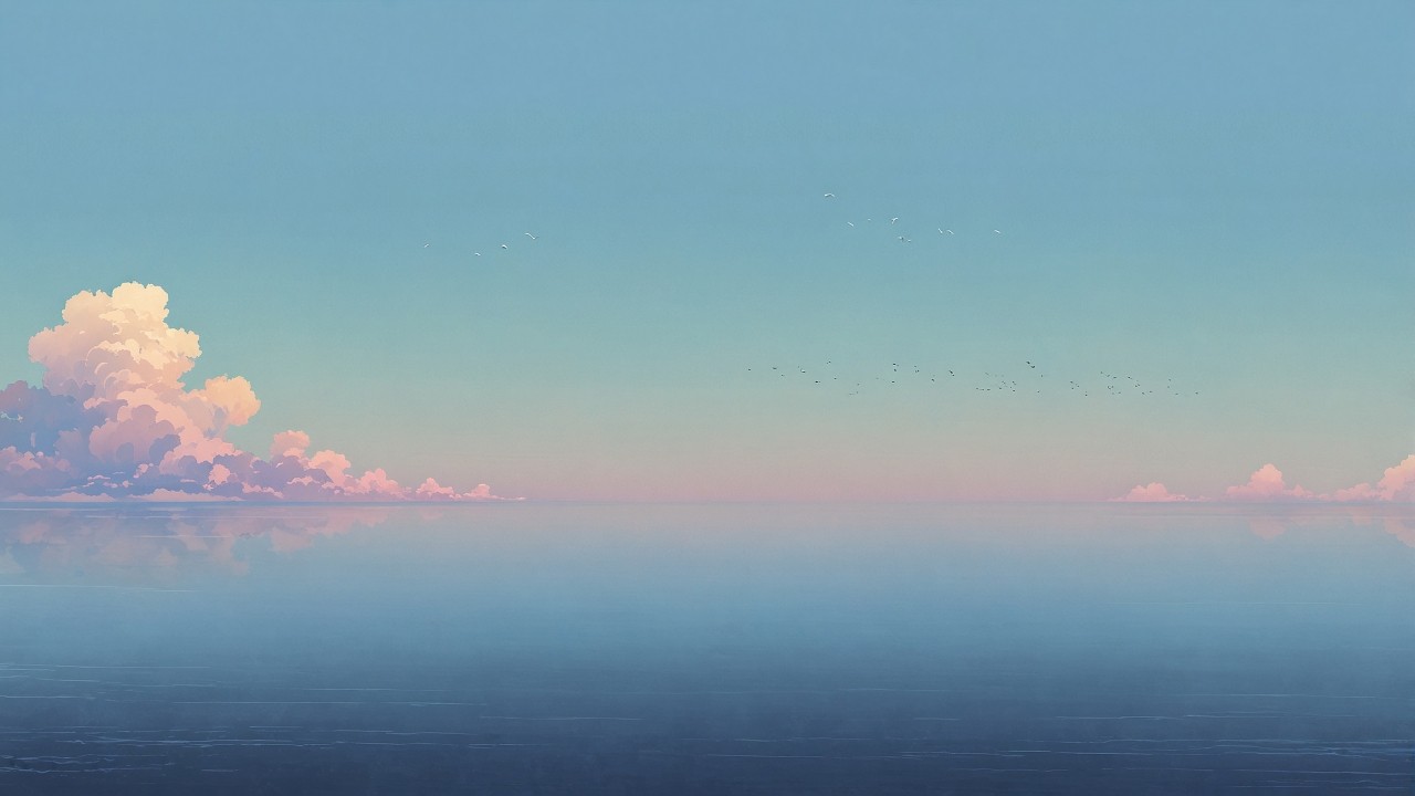 anime sky wallpaper, pastel blue, tranquil scenery, background for desktop wallpaper (horizontal)