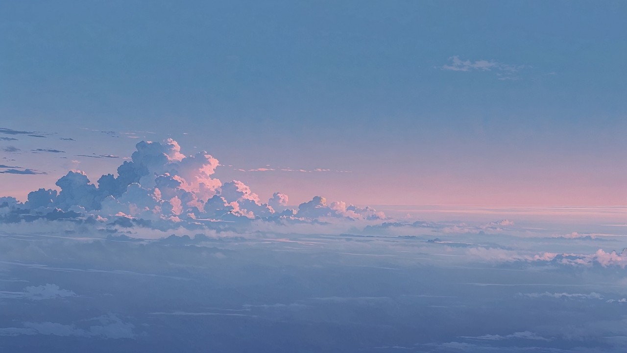 anime sky wallpaper, pastel blue, dreamy sky, background for desktop wallpaper (horizontal)