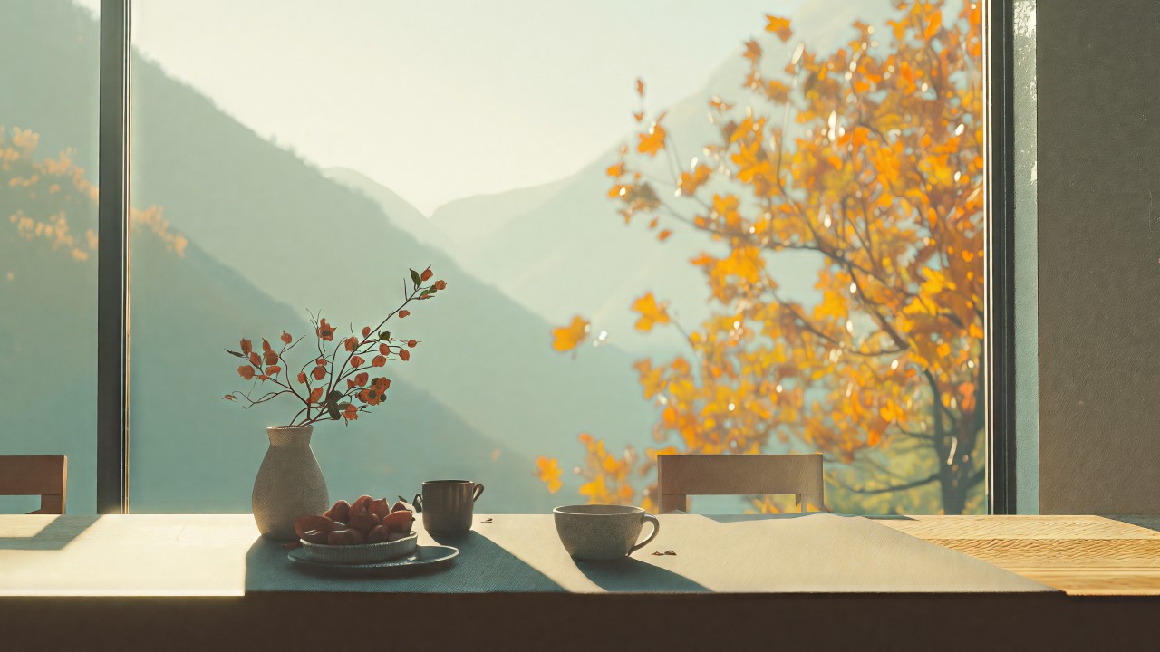 thanksgiving table wallpaper, cozy home, family gathering, background for desktop wallpaper (horizontal)