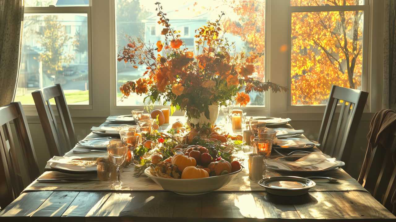 rustic decor wallpaper, festive celebration, rustic table, background for desktop wallpaper (horizontal)