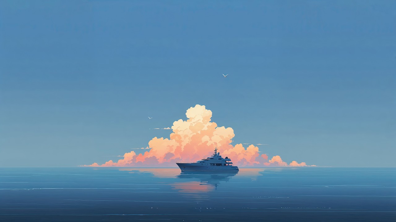 blue sky wallpaper, cumulonimbus, tranquil sea, background for desktop wallpaper (horizontal)