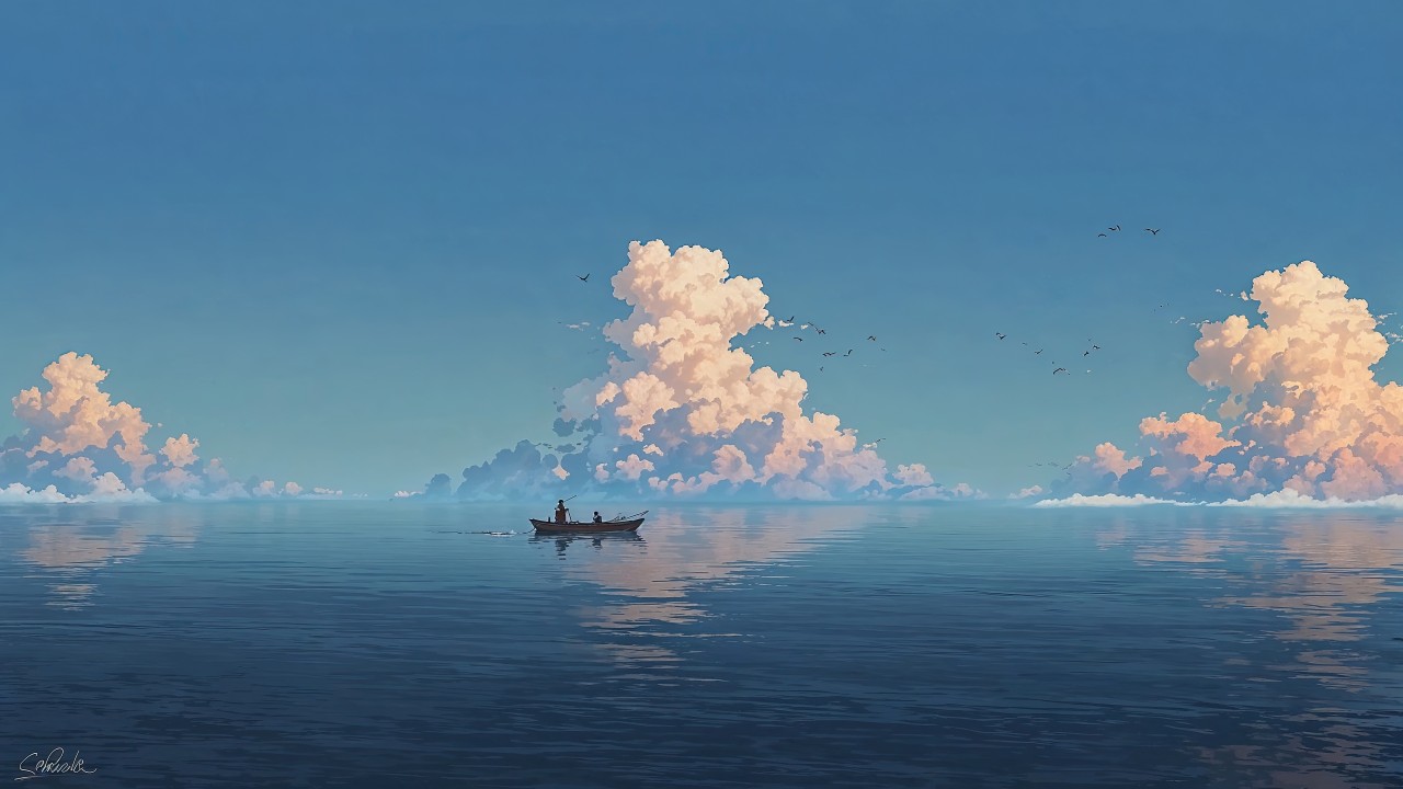 blue sky wallpaper, boat, sailing boat, background for desktop wallpaper (horizontal)