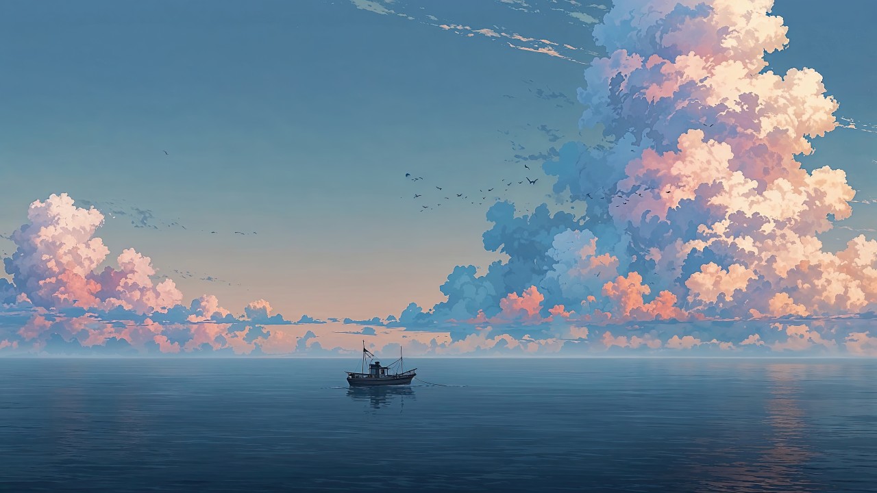 blue sky wallpaper, boat, sailing boat, background for desktop wallpaper (horizontal)